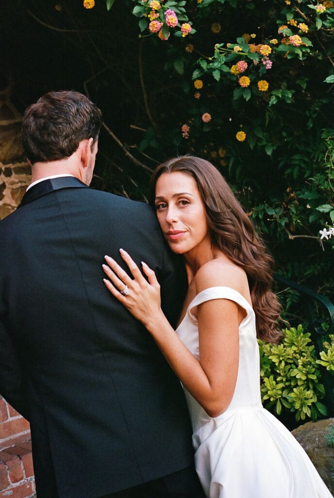 cute picture of the newlyweds hugging