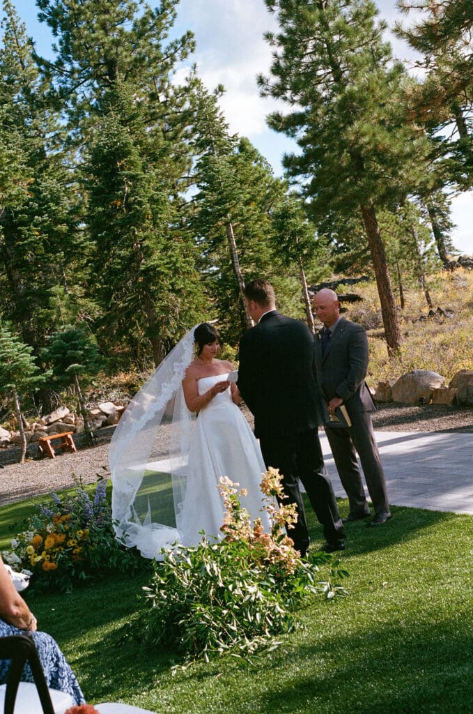 couple reading their vows during the ceremony