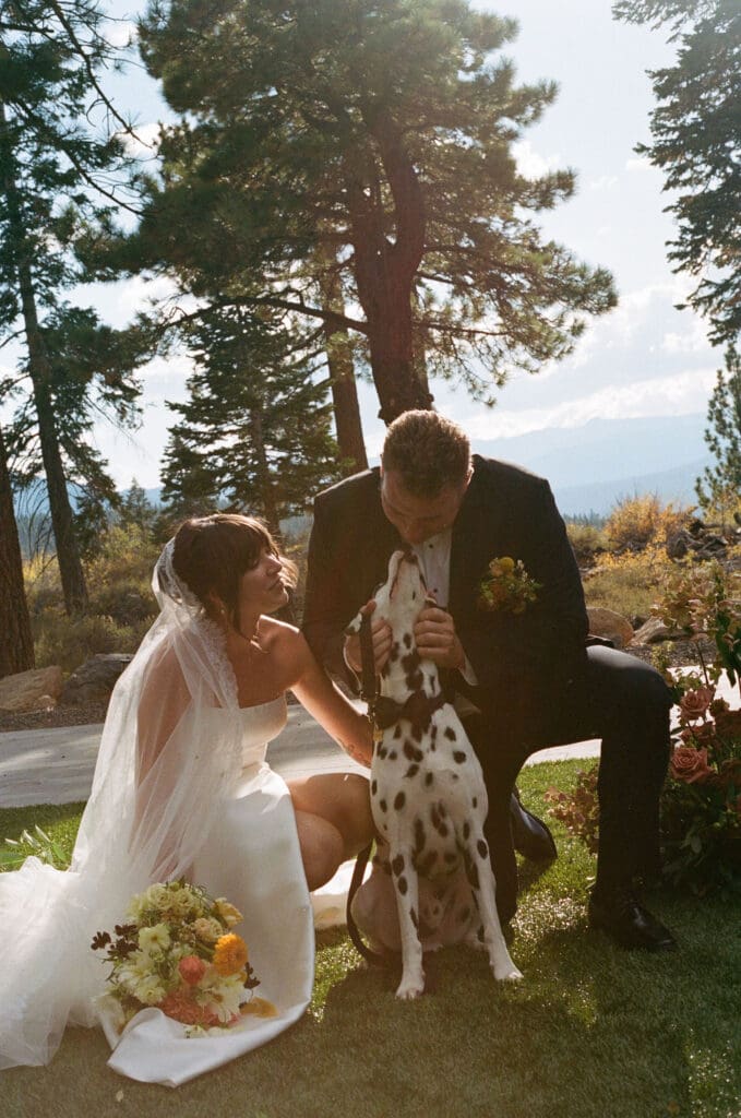 cute picture of the newlyweds and their dog
