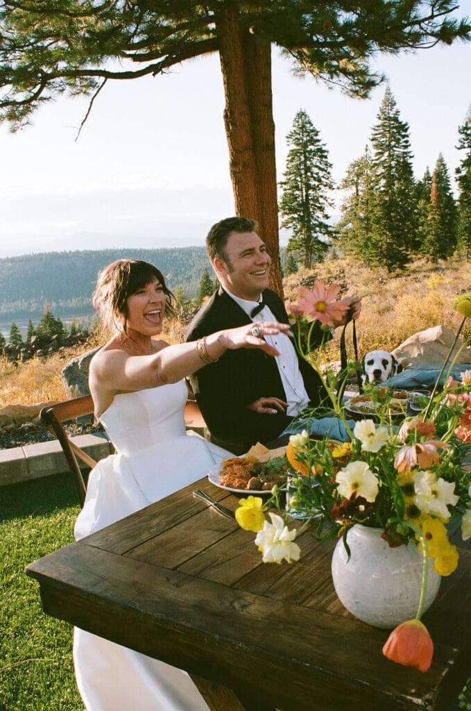 newlyweds at their intimate wedding reception