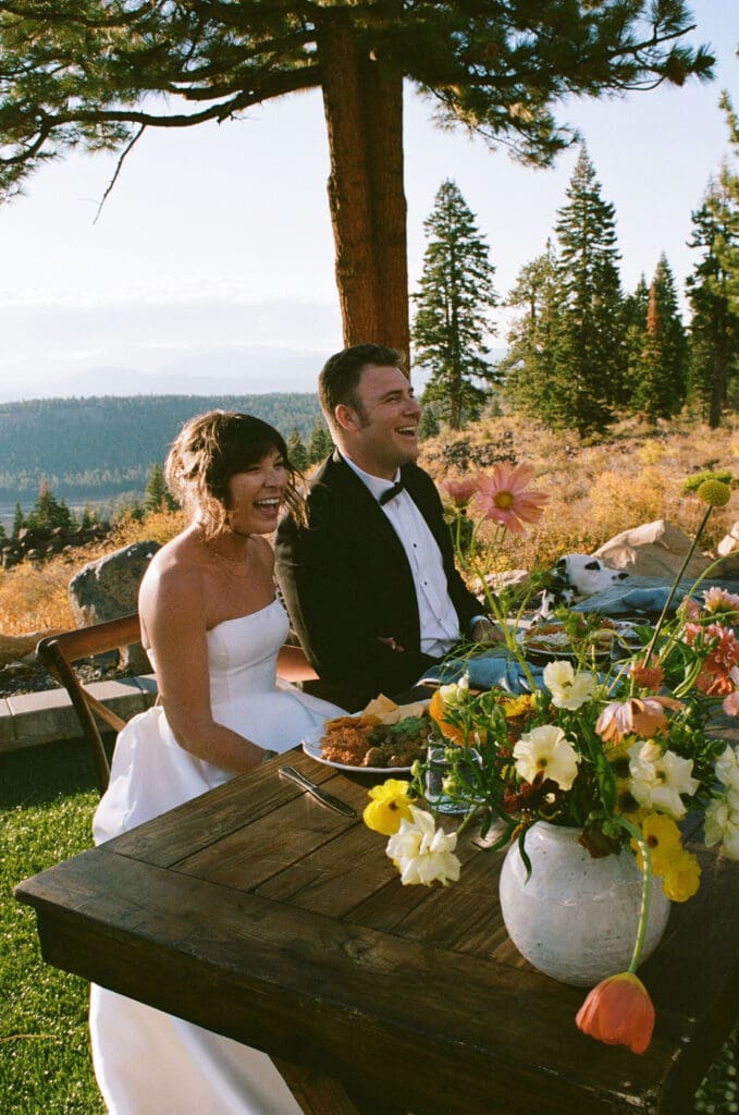 happy couple at their wedding reception