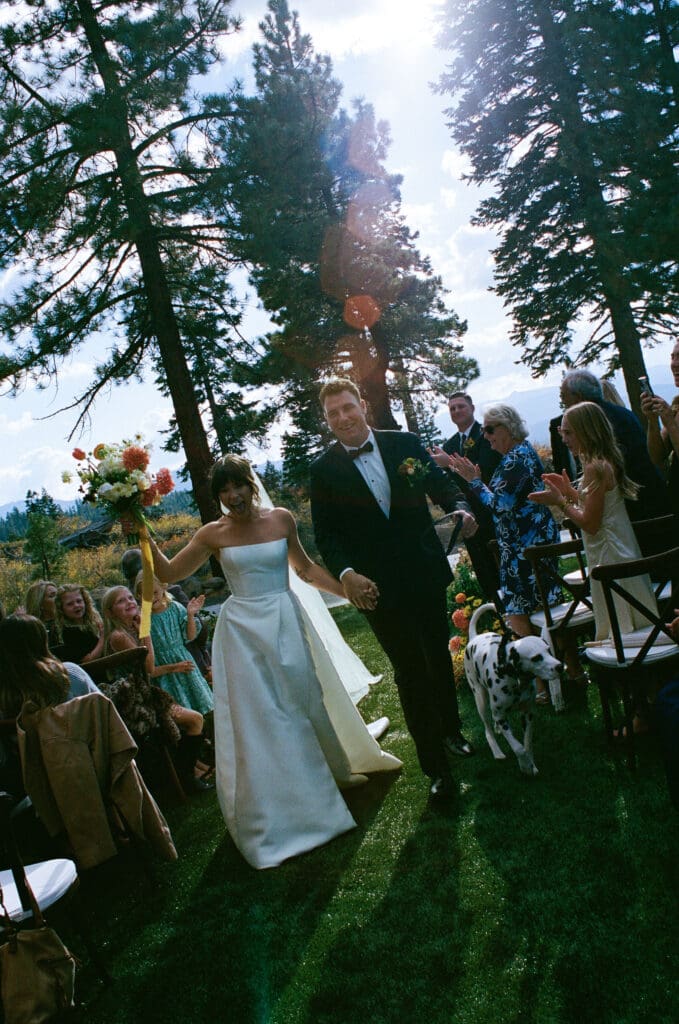 cute couple heading to their reception after their elopement