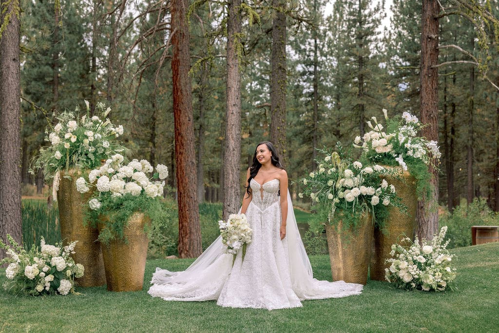 Romantic Lake Tahoe Wedding Featuring Timeless White & Green Floral Design