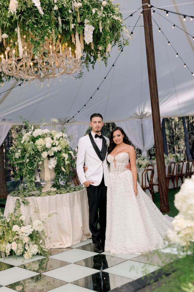 Romantic Lake Tahoe Wedding Featuring Timeless White & Green Floral Design