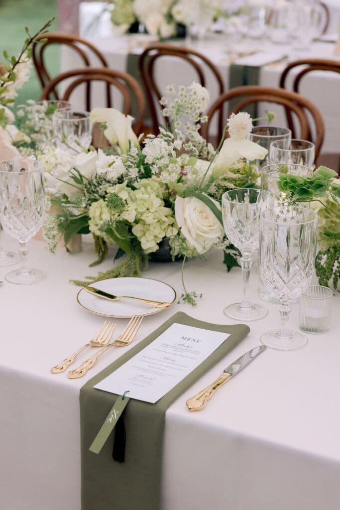 Romantic Lake Tahoe Wedding Featuring Timeless White & Green Floral Design