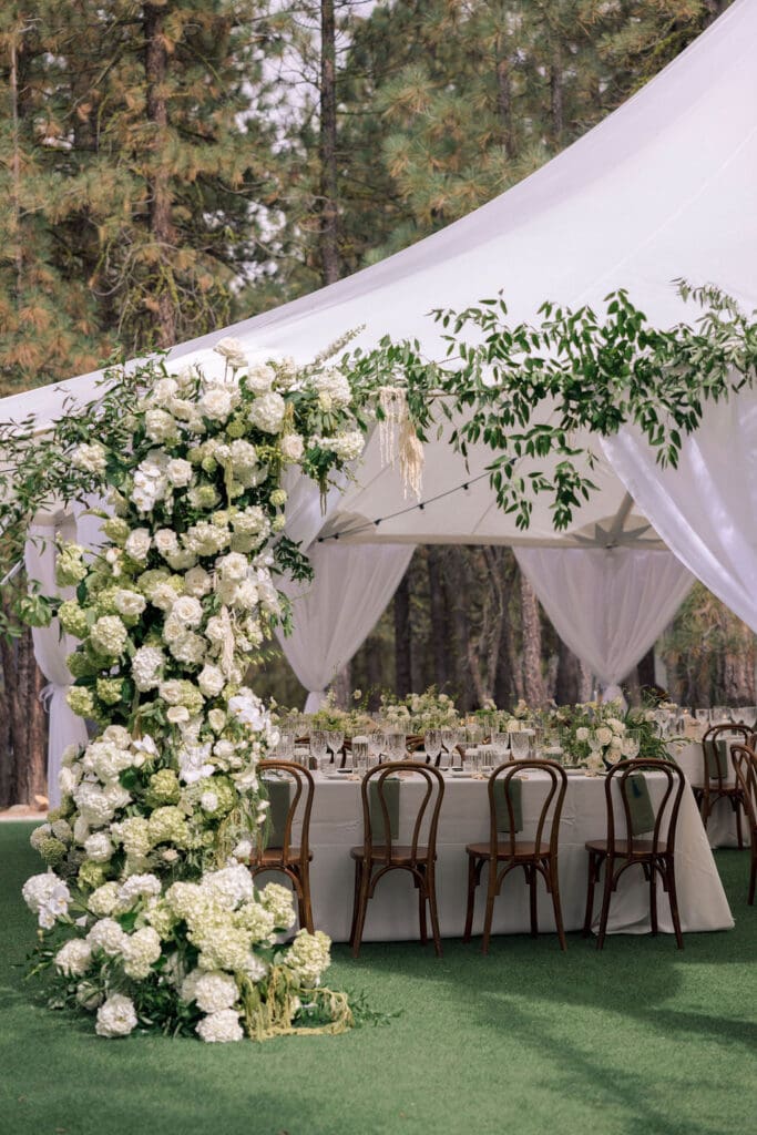 Romantic Lake Tahoe Wedding Featuring Timeless White & Green Floral Design
