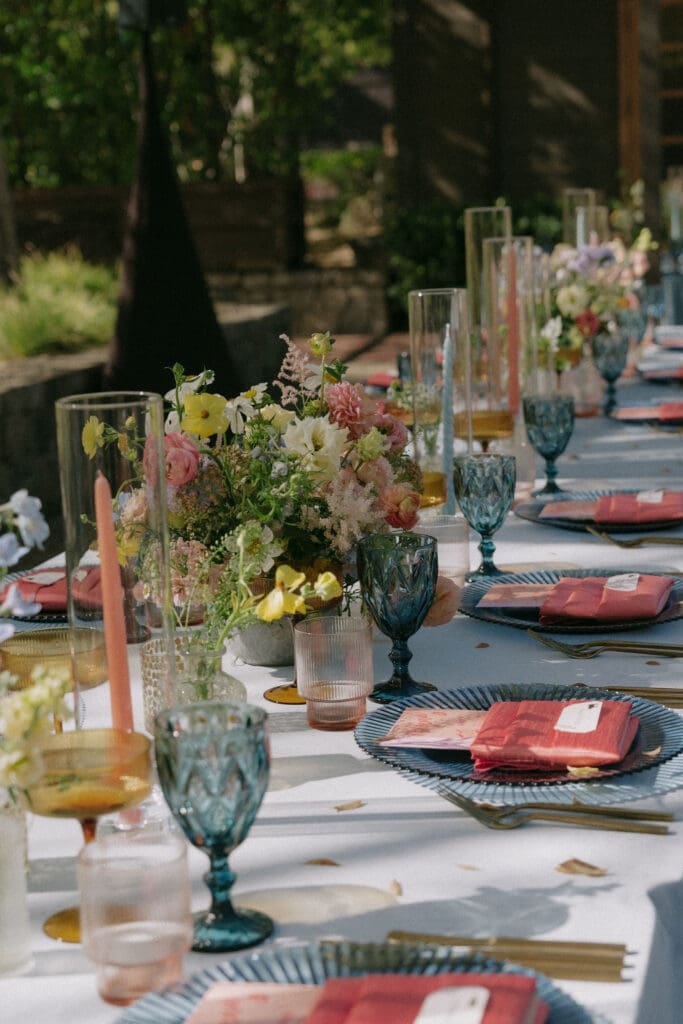 colorful wedding reception details