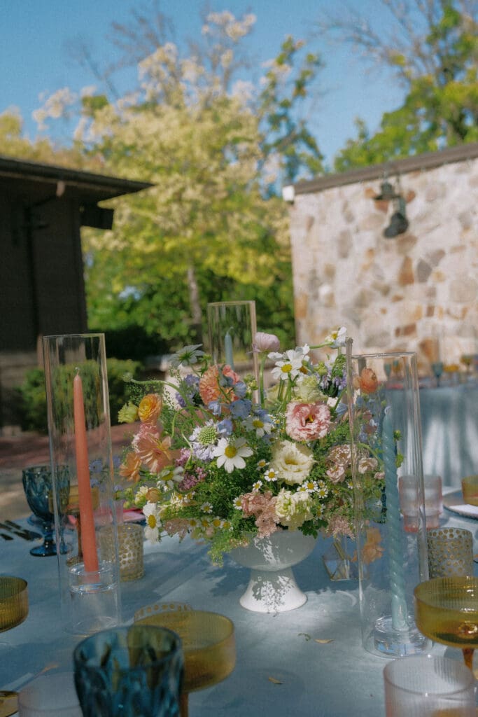 colorful reception table centerpieces