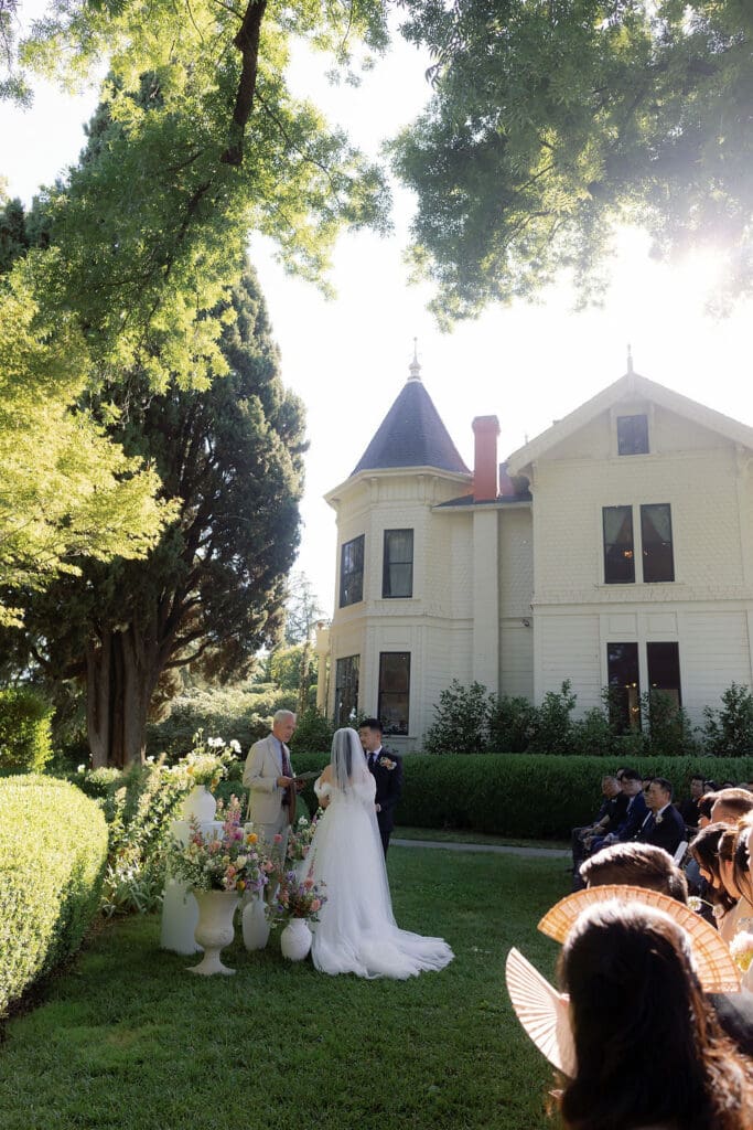 bride and groom at their intimate wedding ceremony