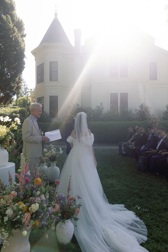 bride and groom at their timeless wedding ceremony