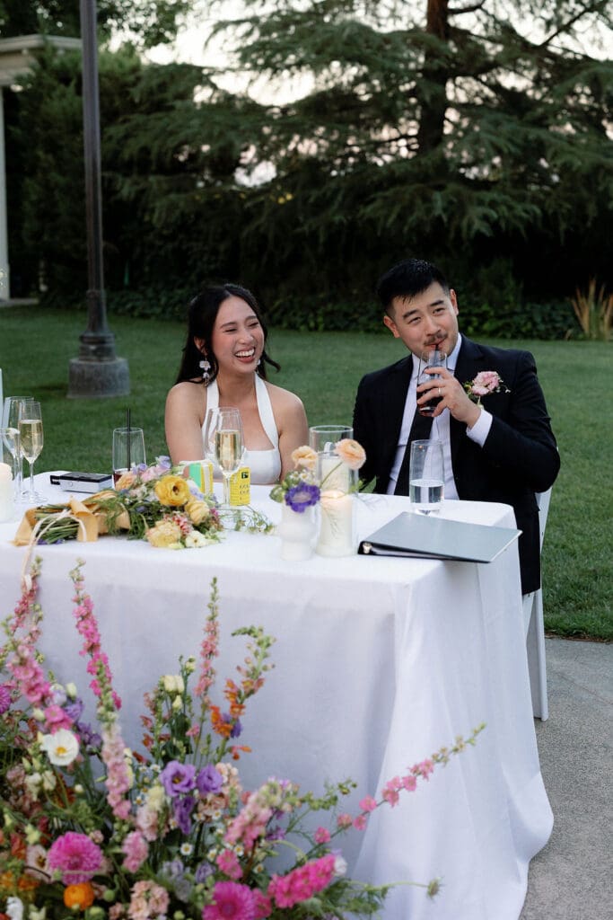 bride and groom at their timeless wedding ceremony