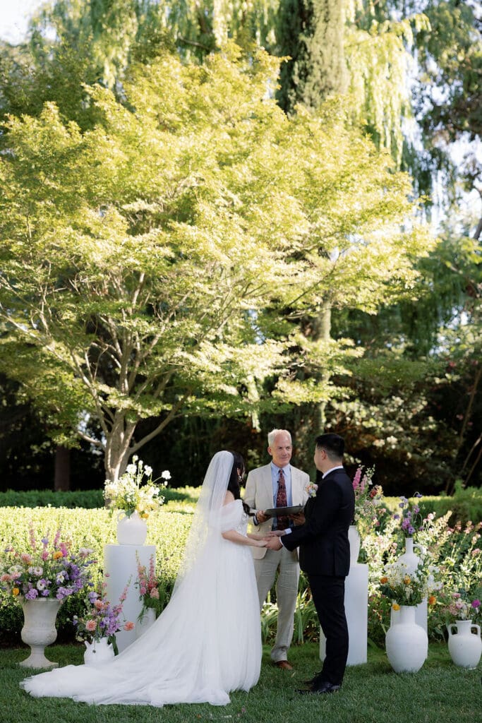 bride and groom at their timeless and elegant wedding ceremony