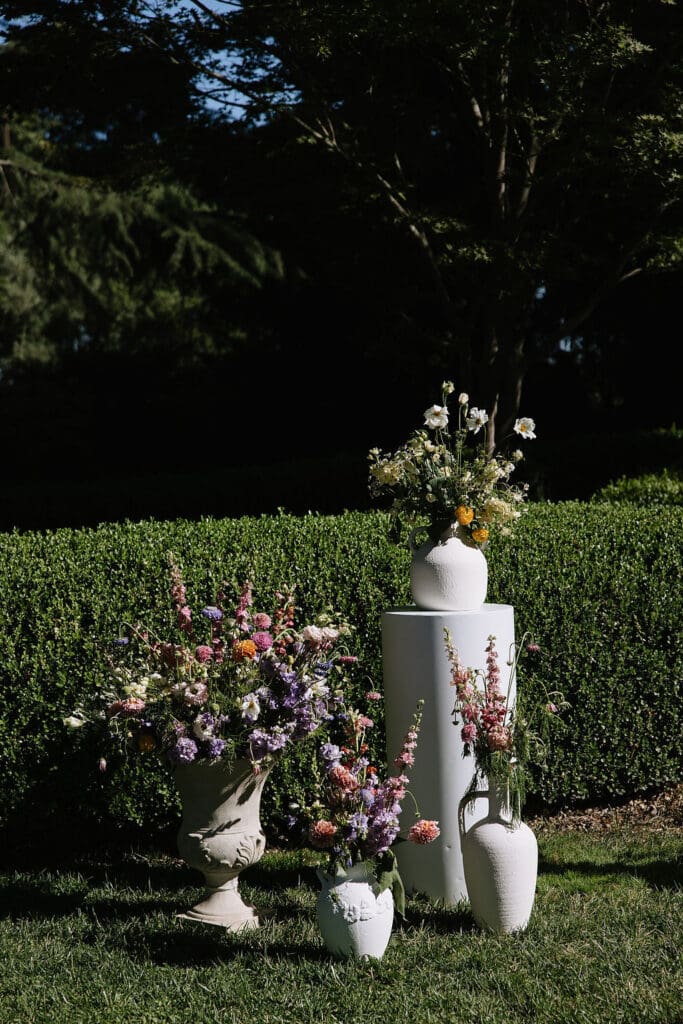 colorful florals at the wedding reception