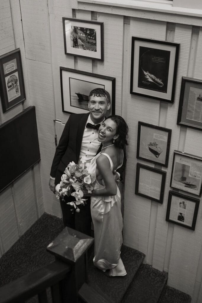 cute picture of the newlyweds hugging
