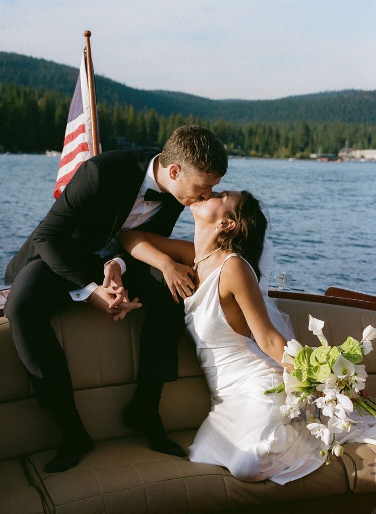 cute picture of the newlyweds kissing