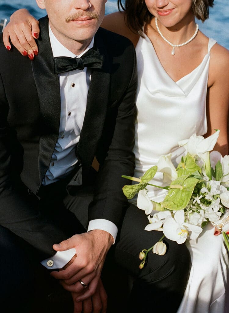 closeup shot of the wedding bouquet