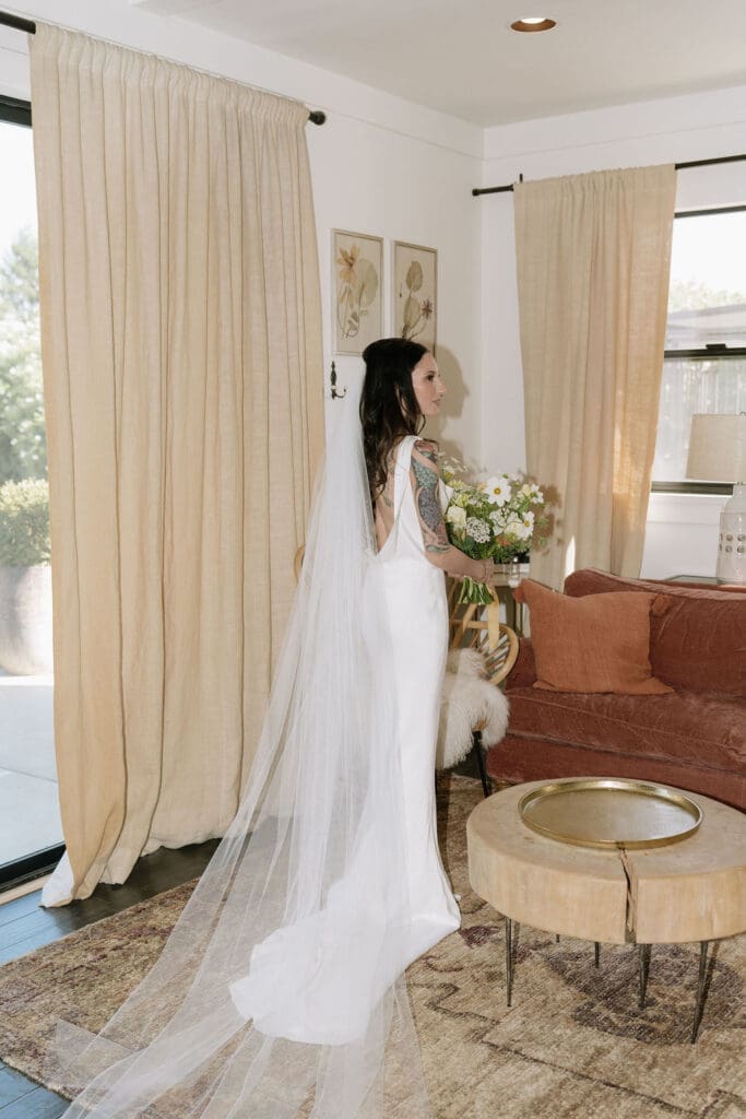 stunning picture of the bride at her dream wedding