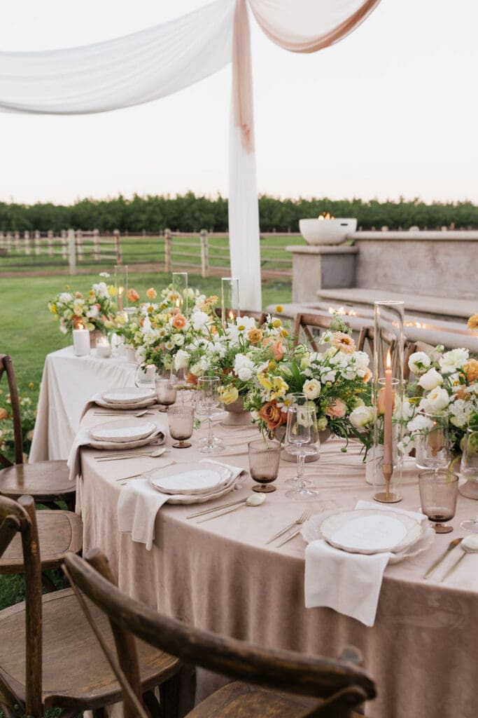 stunning picture of the table centerpieces at the reception